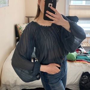 Blue free people blouse
